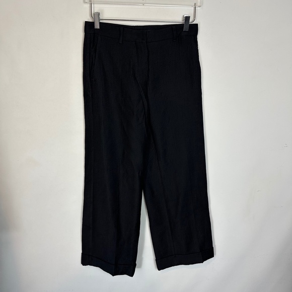 MaxMara Cuffed Wide Leg Textured Black Knit Pants 4 - Picture 5 of 9